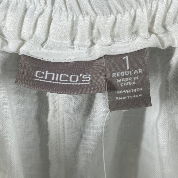 NEW Chicos Pants Womens Small white linen wide leg pull on casual classic - Picture 4 of 11
